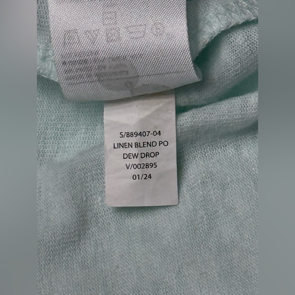 Banana Republic Standard-Fit Linen-Blend Johnny Collar Polo Dew Drop Size Large - Picture 9 of 10